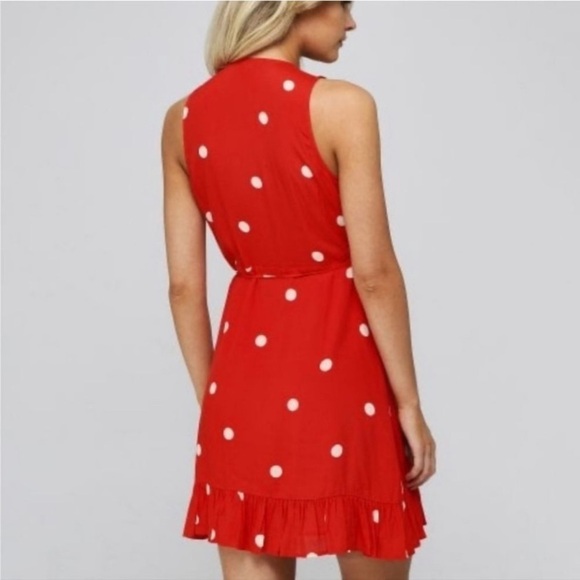 Rails Madison polka dot patterned chiffon wrap dress red 950 - Picture 2 of 14